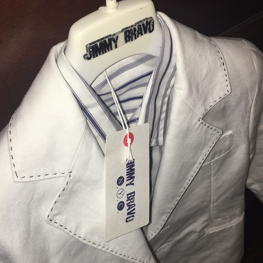 Jimmy Bravo Blazer and striped Button Down shirt